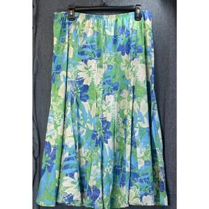 Napa Valley Womens XL Petite Blue Floral Print Maxi Modest Skirt Cottage Core